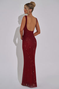 Shiney Suspenders Sequin Square Neck A-line Long Dress