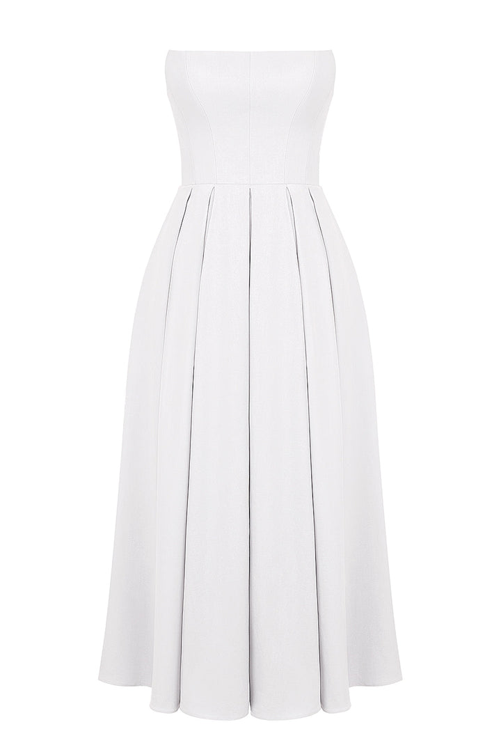 Elize White Strapless Midi Dress